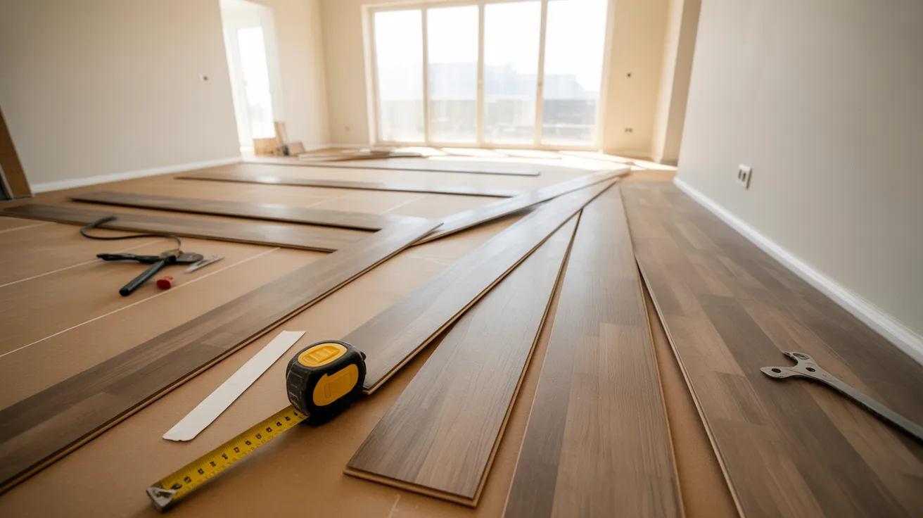 Laminate flooring stored in the installation room