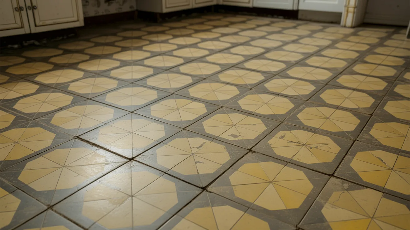 Older vinyl floor tiles that may contain asbestos.