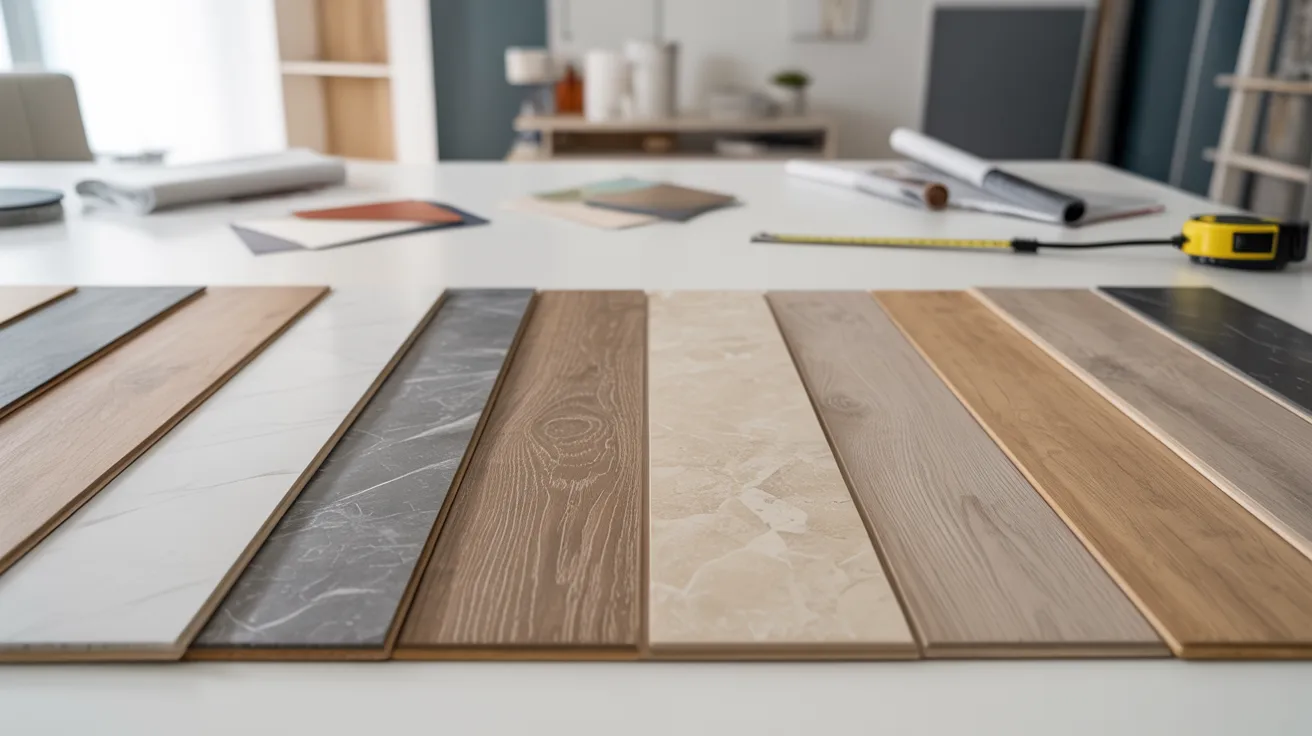 Linoleum and vinyl flooring samples compared side by side