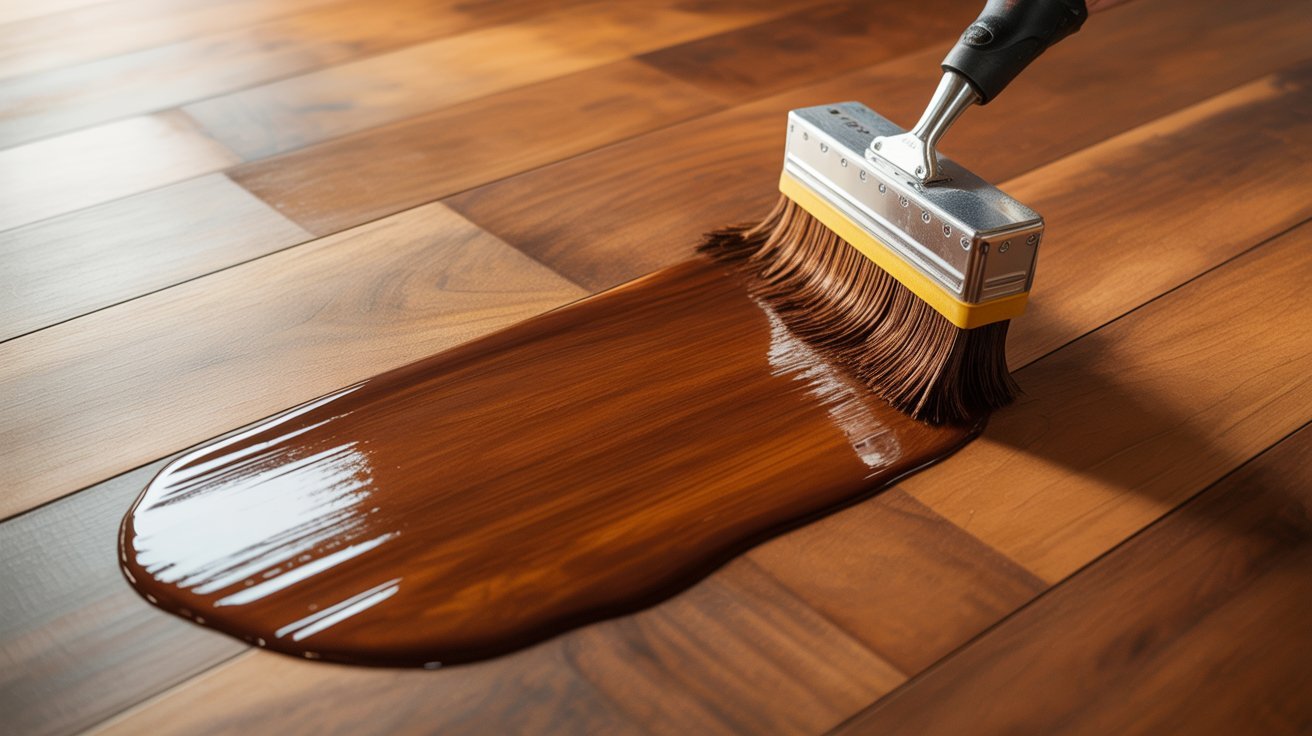 Applying wood stain evenly on hardwood floors